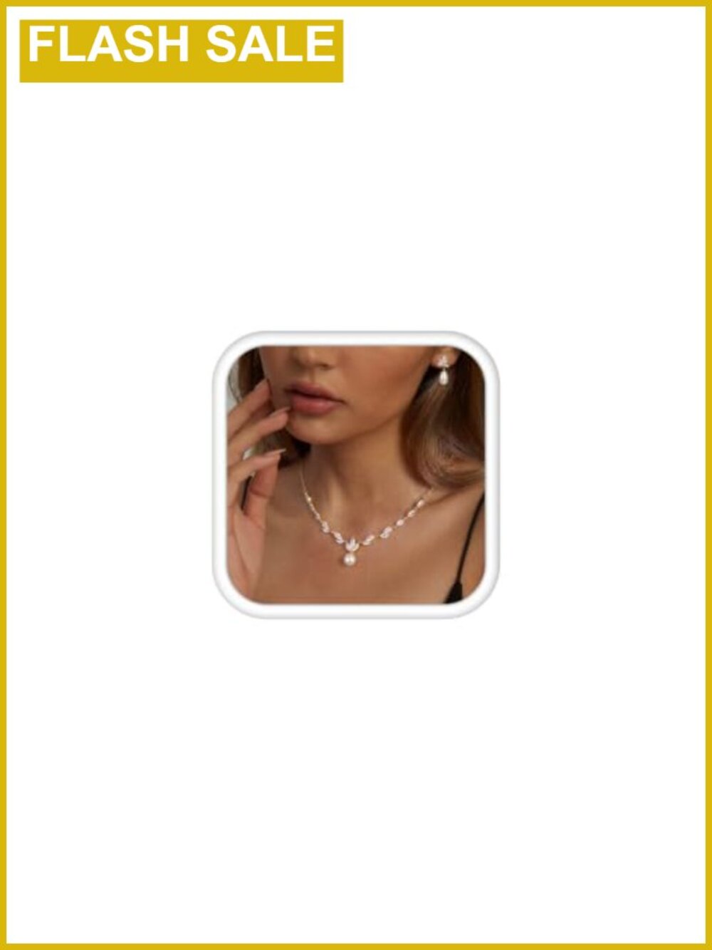 14K Gold Plated Pearl Jewelry Set for Women Necklace Dangle Earrings Bridal